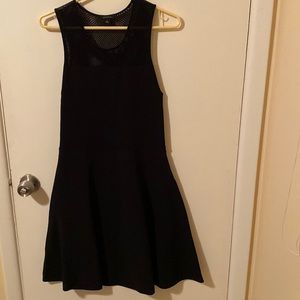 Ann Taylor Black Flare Dress with Lace Bodice.. Side Zip